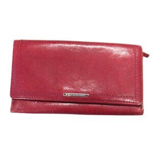 FOSSIL Womens Red Leather Tri Fold Wallet